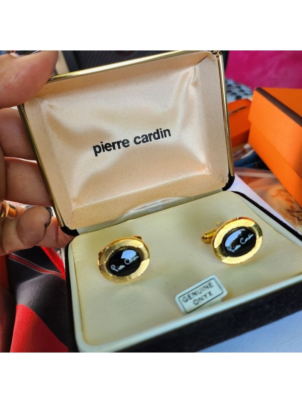 VTG Pierre cardin cufflinks Genuine Onyx